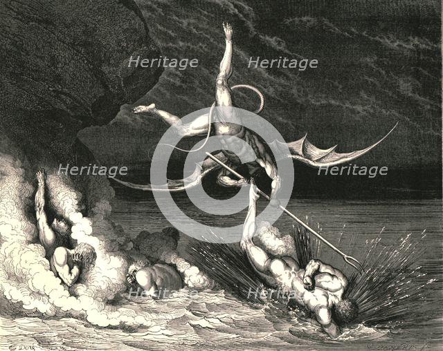 'In pursuit he therefore sped, exclaiming; "Thou art caught"', c1890. Creator: Gustave Doré.