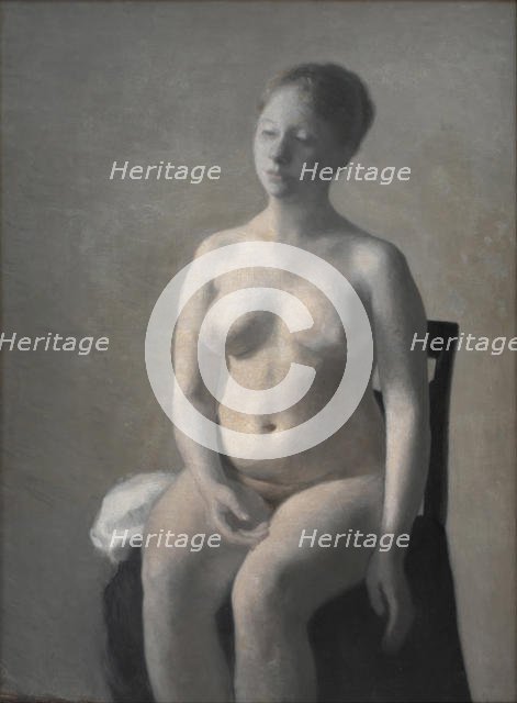 Seated Female Nude , 1889. Creator: Hammershøi, Vilhelm (1864-1916).