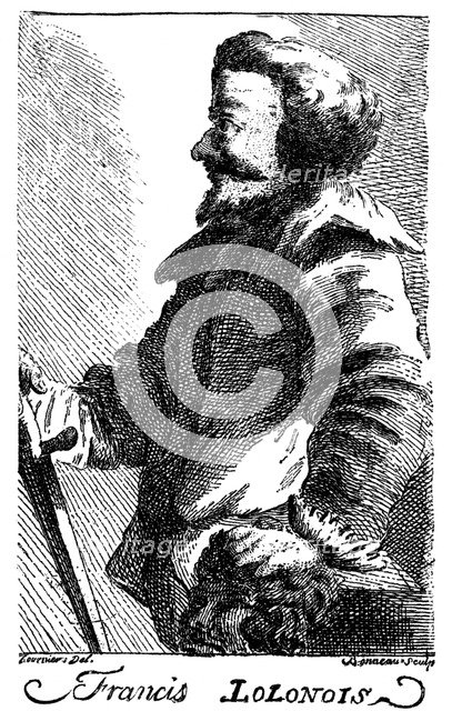 Francis Lolonois, 17th century pirate, 1741. Artist: Bonneau