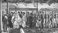 Opening of the first railway in Japan, 1872 (1907). Artist: Unknown.