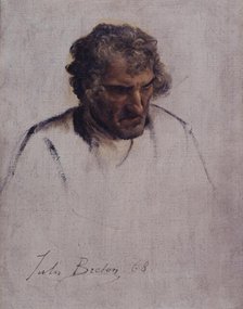 Tête de Breton, étude pour le Pardon, 1868. Creator: Jules Breton.