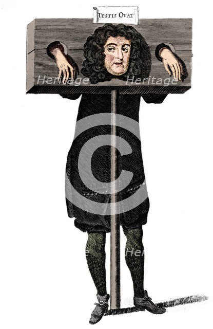 'Testis Ovat', Titus Oates in the pillory, 17th century (c1905). Artist: Unknown.