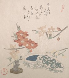 Peach Blossoms, a Seal and a Seal-box, 19th century. Creator: Kubo Shunman.