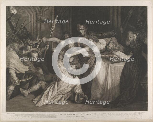 Mary, Queen of Scots witnessing the murder of David Rizzio, January 1, 1791. Creator: Isaac Taylor.