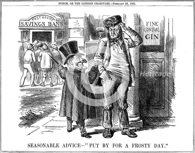 'Seasonable Advice - Put by for a Frosty Day', 1861. Artist: Unknown