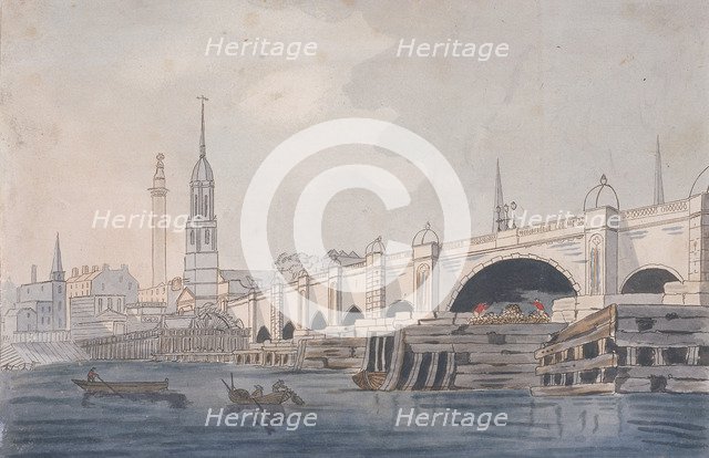 London Bridge (old), London, c1800. Artist: Anon