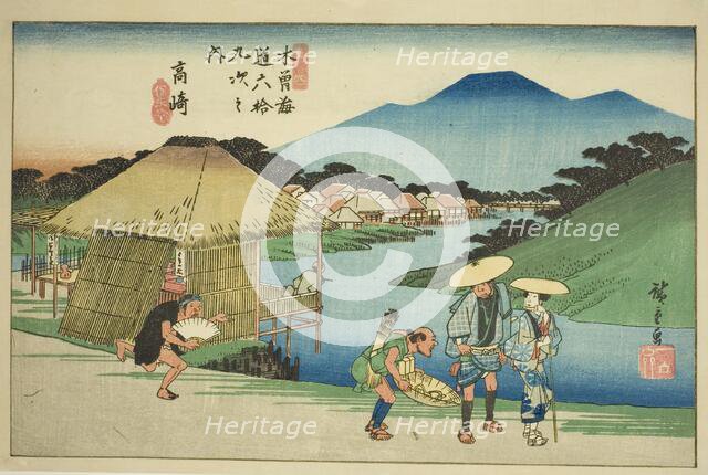 No. 14: Takasaki, from the series "Sixty-nine Stations of the Kisokaido (Kisokaido..., c. 1835/38. Creator: Ando Hiroshige.