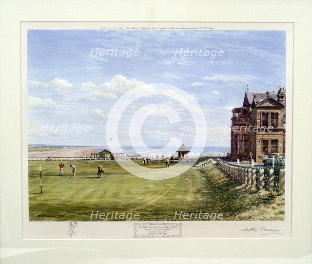 Arthur Weaver, signed print of Royal and Ancient course at St Andrews, 1961. Artist: Arthur Weaver