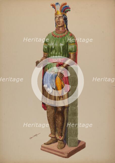 Cigar Store Indian, 1937. Creator: Charles Moss.