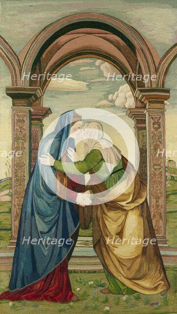 Embroidery, 'The Salutation', 1910. Creators: Jane Cory, Mariotto Albertinelli.