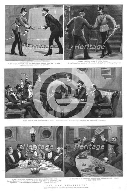 ''My First Embarkation; The experiences of a Marine Subaltern on Joining his Ship', 1890. Creator: Unknown.
