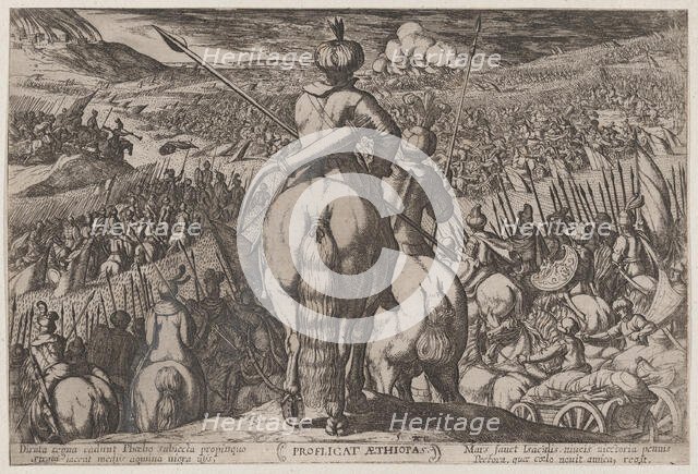 Plate 5: The Defeat of the Ethiopians, from 'The Battles of the Old Testament..., ca. 1590-ca. 1610. Creator: Antonio Tempesta.