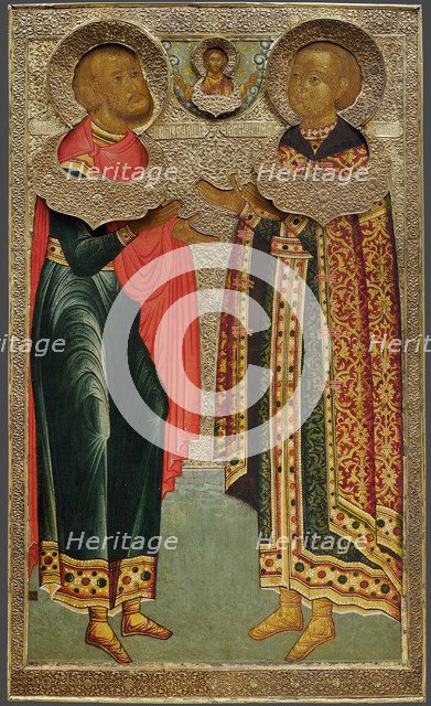 Saint John Sochavsky and Tsarevich Ivan Mikhailovich, 1639-1640. Artist: Russian icon  