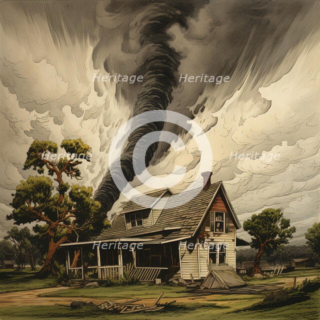 AI IMAGE - Illustration of Dorothy's house from The Wizard of Oz, 2023. Creator: Heritage Images.