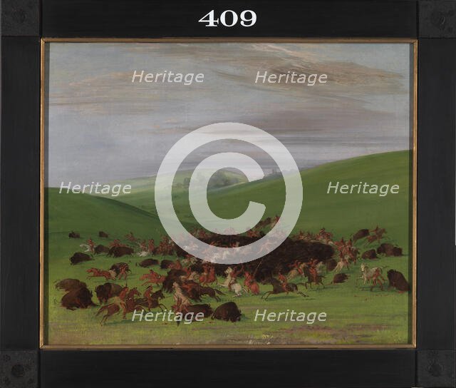 Buffalo Chase, a Surround by the Hidatsa, 1832-1833. Creator: George Catlin.