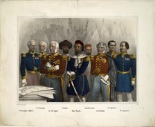 Crimean War leaders group portrait, 1855-1856. Artist: Scholz, Joseph (active 19th century)