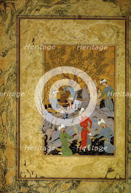 'A Princely Hawking Party in the Mountains', c1575.  Artist: Mirza 'Ali