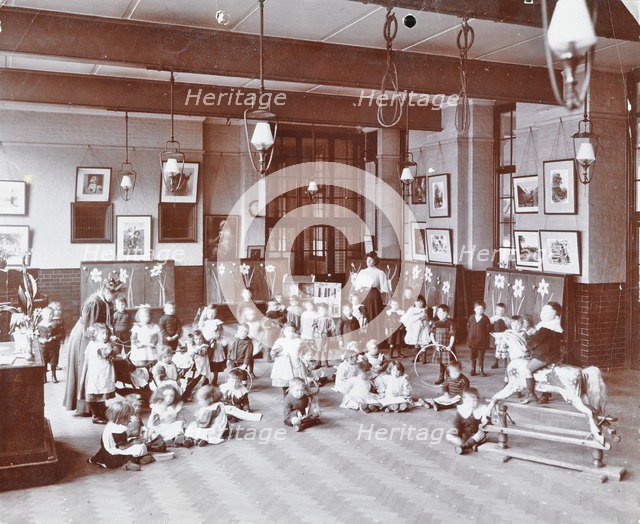 Playtime, John Ruskin School, Southwark, London, 1908.  Artist: Unknown.