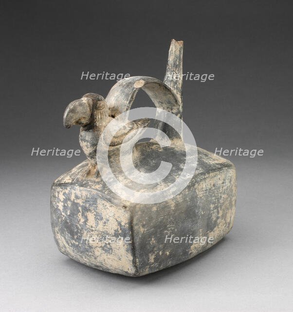 Square Spouted Vessel with Parrot Molded on Handle, A.D. 250/550. Creator: Unknown.