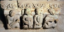 Wedding Feast of Alphonse IX of León', detail of the corbels of the Synod Hall of the Gelmírez Pa…