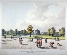 View in St James's Park of Buckingham House, Westminster, London, 1798. Artist: Heinrich Schutz