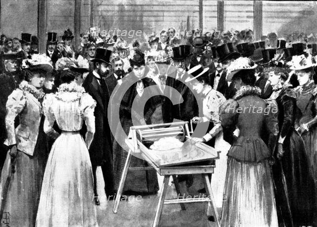 The Duke and Duchess of York at the Agricultural Show, Portsmouth:...butter-making, 1898. Creator: Unknown.