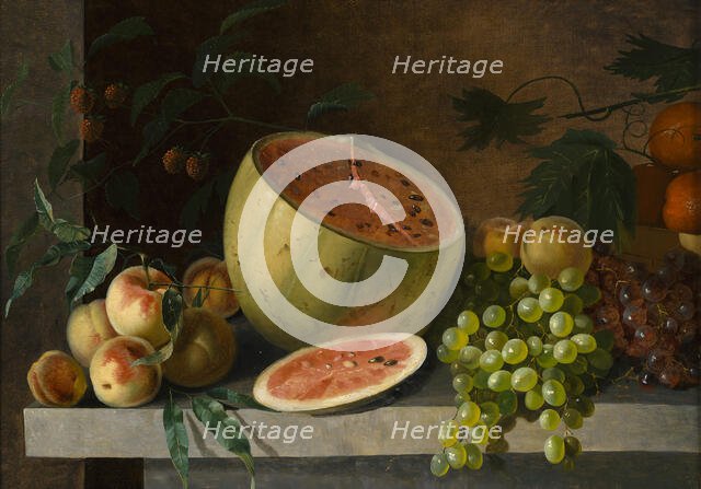 Melon, peaches and grapes, 1830-1859. Creator: Ivan Timofejevits Hrutski.
