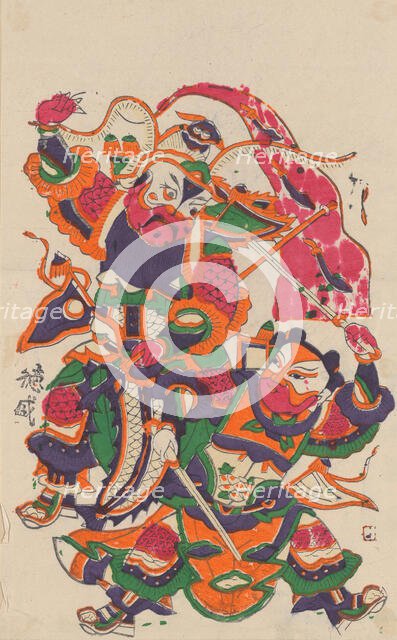 One hundred thirty-five woodblock prints including New Year's pictures (nianh..., 19th-20th century. Creator: Unknown.