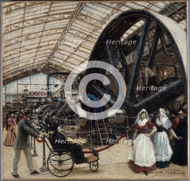 Interior of the Gallery of Machines at the 1889 Universal Exhibition, 1889. Creator: Louis Beroud.