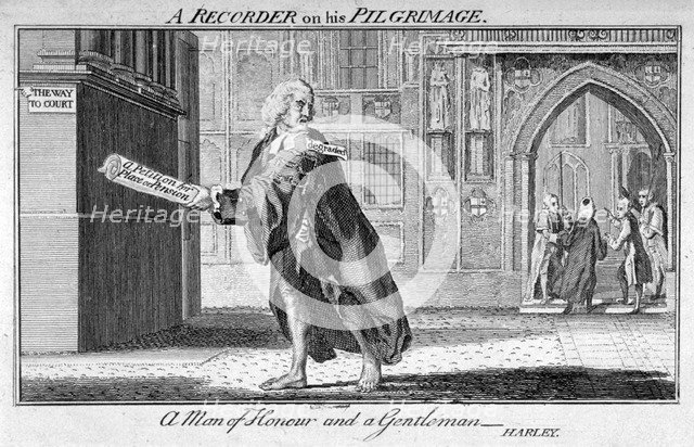 'A Recorder on his pilgrimage', 1770. Artist: Anon