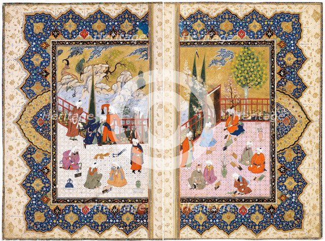A Gathering of Learned Men on a Terrace. Artist: Iranian master  