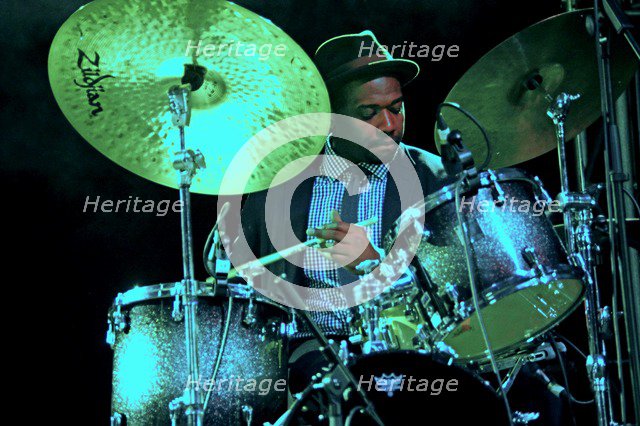 Ulysses Owens Jnr, Love Supreme Jazz Festival, Glynde Place, East Sussex, 2014.  Artist: Brian O'Connor.