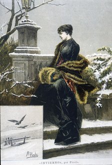 Poster with 'Allegory to Winter', 1889. Creator: Picolo.