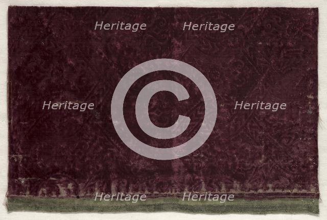 Fragment of Stamped Velvet, first half of 17th century. Creator: Unknown.