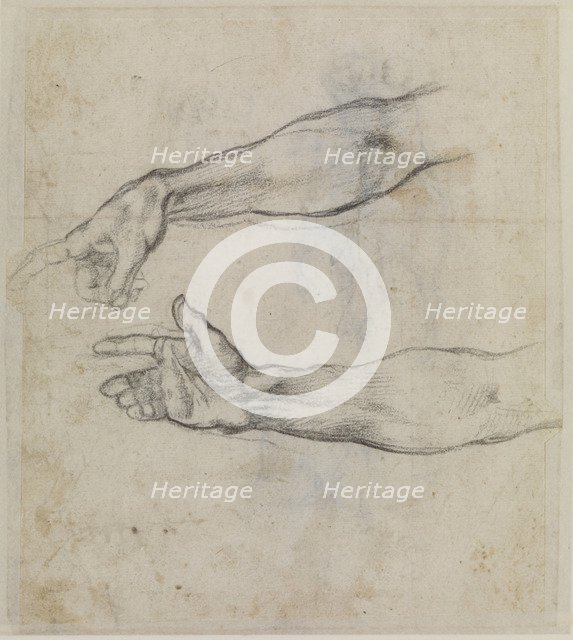 Studies of an outstretched arm for the fresco The Drunkenness of Noah, c.1508. Artist: Buonarroti, Michelangelo (1475-1564)