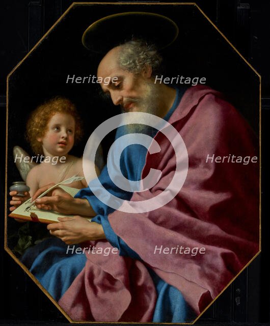 Saint Matthew Writing His Gospel, about 1670s. Creator: Carlo Dolci.