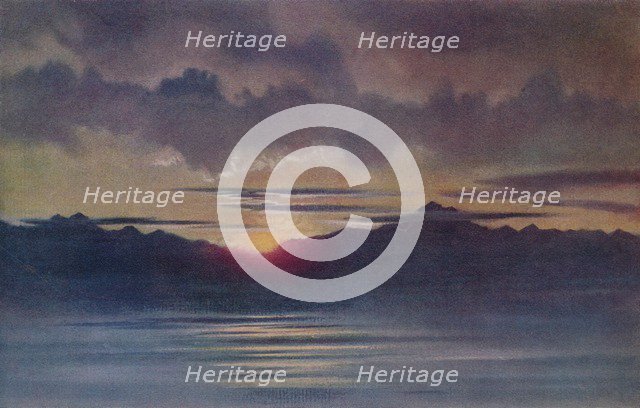 'An April Sunset from Hut Point, Looking West', 1911, (1913). Artist: Edward Wilson.