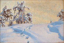 Snowy landscape , 1920. Creator: Fjaestad, Gustaf (1868-1948).