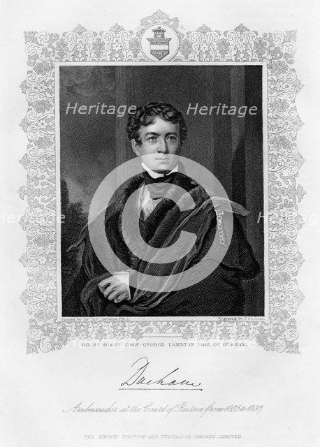 John George Lambton, Earl of Durham, 19th century. Artist: J Cochran