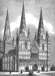West Front of Lichfield Cathedral, Staffordshire, c1843. Artist: J Jackson.