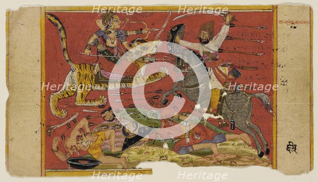 The Goddess in Battle (recto); The Goddess with Her Vanquished Foes (verso)..., c1700. Creator: Unknown.