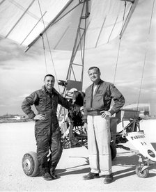 Gus Grissom and Milt Thompson with Paresev, California, USA, 1962.  Creator: NASA.