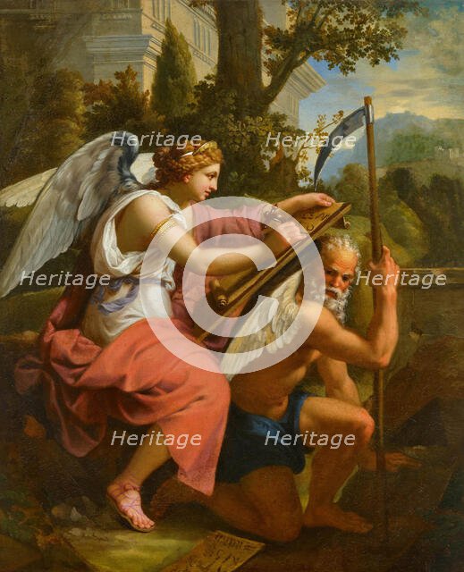 Allegory of history writing on the wings of time, 17th century. Creator: Errard, Charles, the Younger (before 1607-1689).