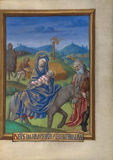 The Flight into Egypt; Book of Hours, about 1480-1490. Creator: Georges Trubert.