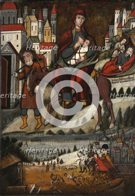 The Flight into Egypt', early 17th century. Creator: Russian icon.