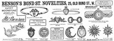 Advertisement for Benson’s Bond St. Novelties, 1890. Creator: Unknown.