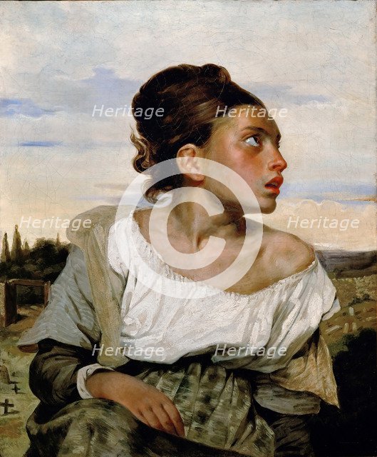 Young Orphan Girl in the Cemetery. Artist: Delacroix, Eugène (1798-1863)