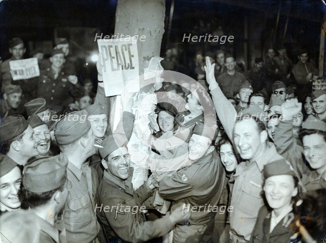 American soldiers celebrating the surrender of Japan, Paris, World War II, August 1945. Artist: Unknown