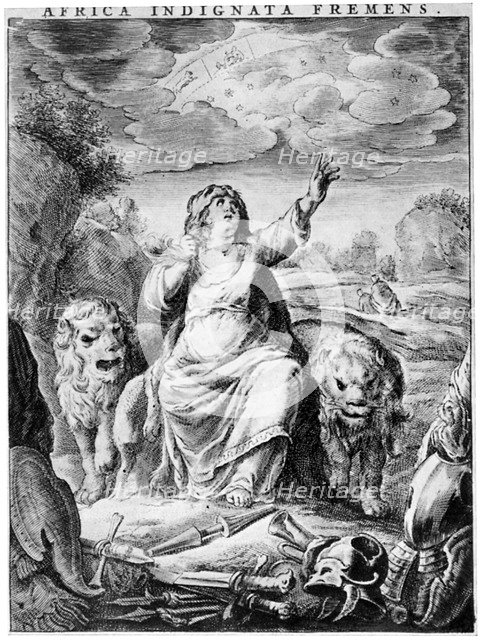 Allegorical view of Africa, early 17th century (1926).Artist: Cornelis de Visscher
