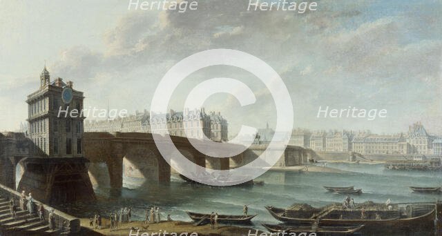 La Pompe de la Samaritaine, le Pont-Neuf et l'île de la Cité, le quai de Conti, vus..., before 1771. Creator: Nicolas Raguenet.